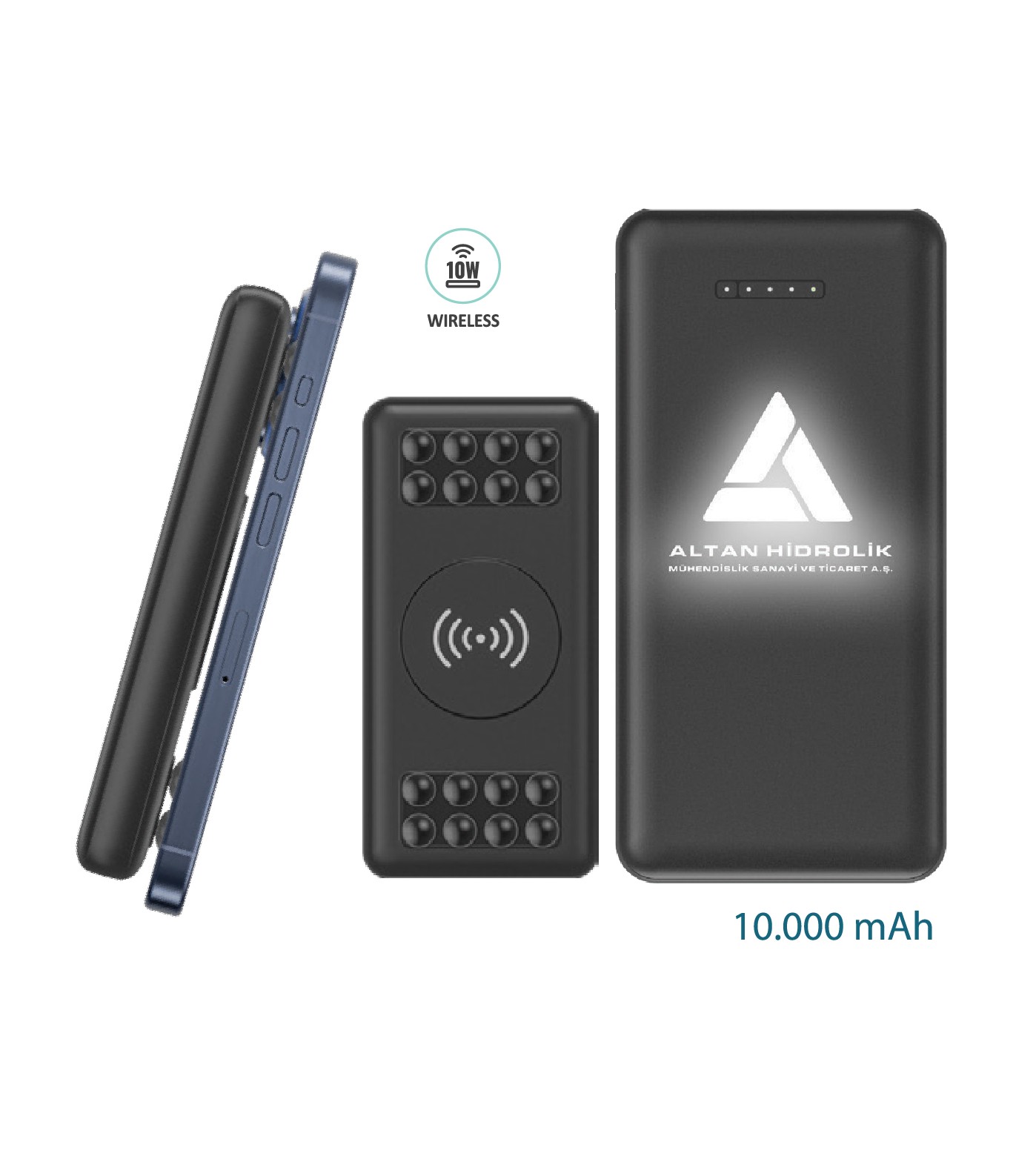 Promosyon Powerbank 10.000 mAh Wireless PB-130 | Light-Up Logo Baskılı Powerbank