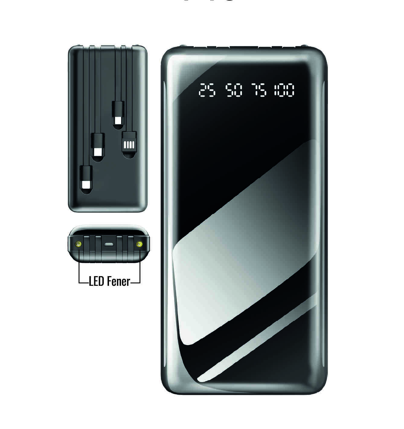 Promosyon Powerbank 20.000 mAh LED Fenerli PB-140 | Logo Baskılı Powerbank