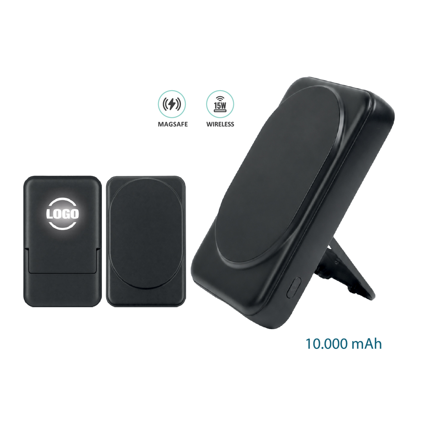 Promosyon Standlı Powerbank 10.000 mAh PB-160 | 15W Kablosuz Şarj