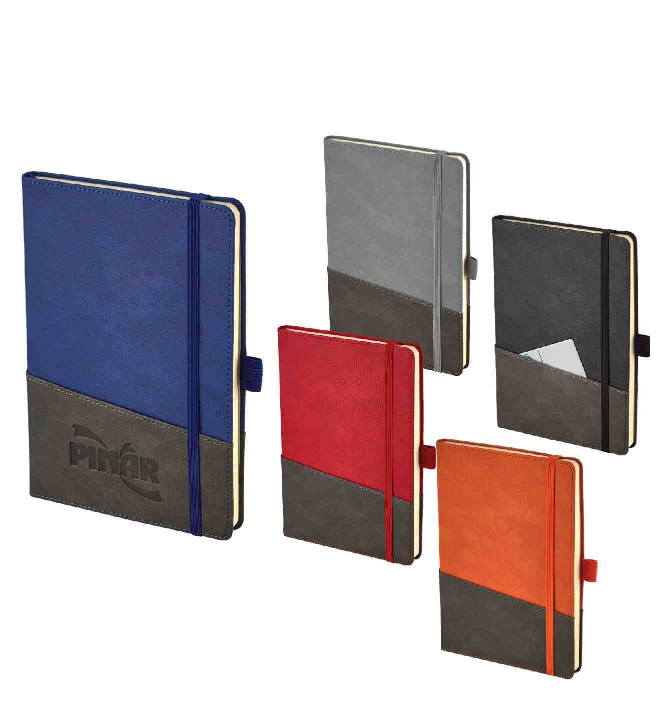 Promosyon Tarihsiz Defter TD-350 | Cepli Kapaklı Çift Renk Logo Baskılı Premium Defter