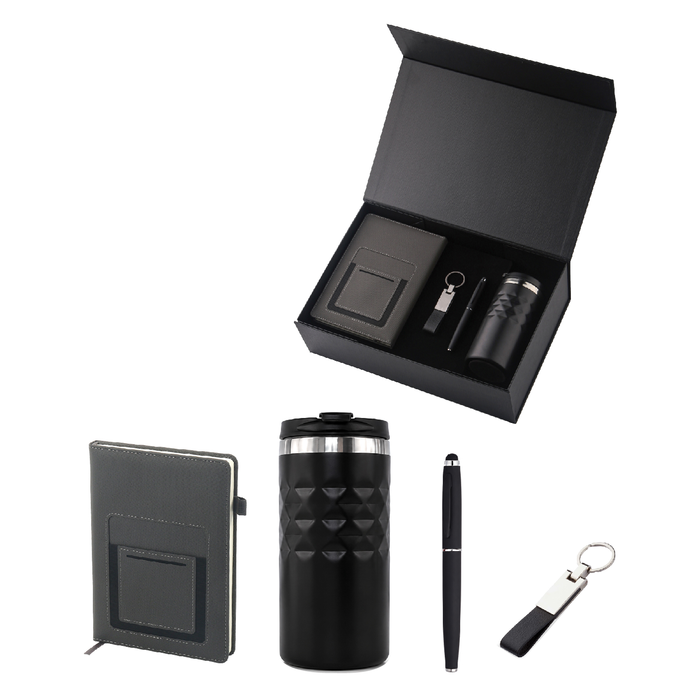 Promosyon VIP Set VIP-110 | Defter, Termos, Kalem ve Anahtarlıklı Kurumsal Hediye Seti