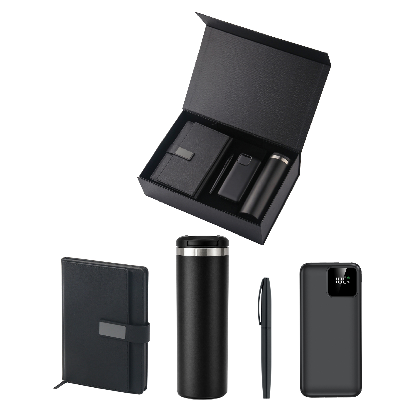 Promosyon VIP Set VIP-170 | Termos, Powerbank, Defter ve Roller Kalemli Kurumsal Hediye Seti