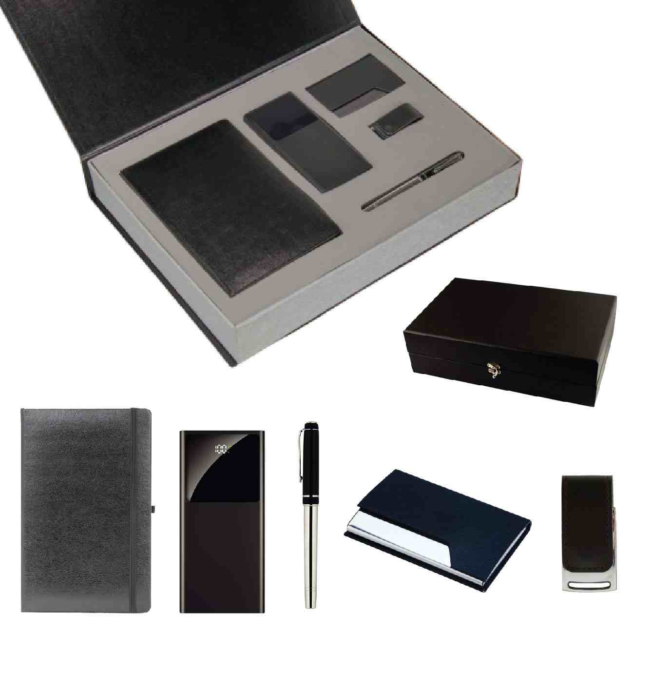 Promosyon VIP Set VIP-460 | Powerbank, USB Bellek, Defter ve Kalem İçeren Prestijli Kurumsal Hediye Seti