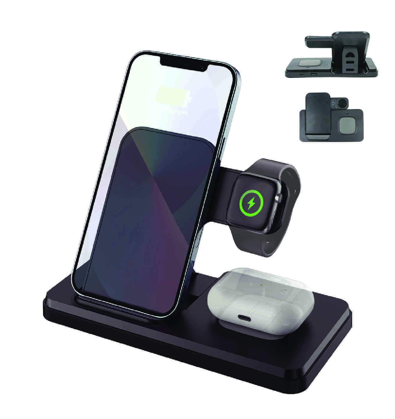 Promosyon Wireless Stand Set PB-425 | 3’lü 15W Type-C Şarj Standı